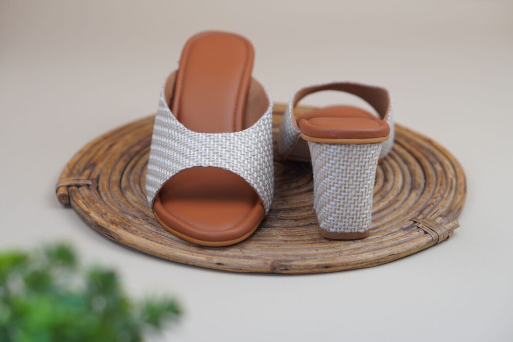 Women's sandal slides in jute